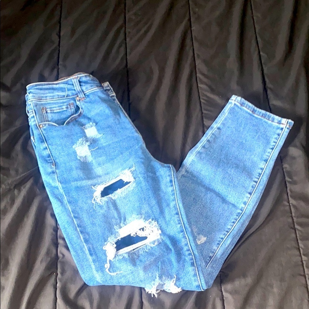 Distressed Blue Jeans